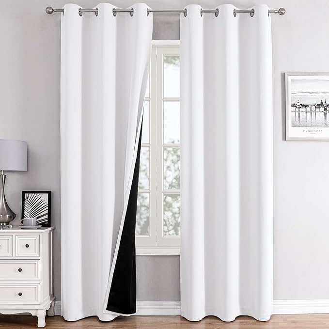 ChrisDowa White 100% Blackout Curtains