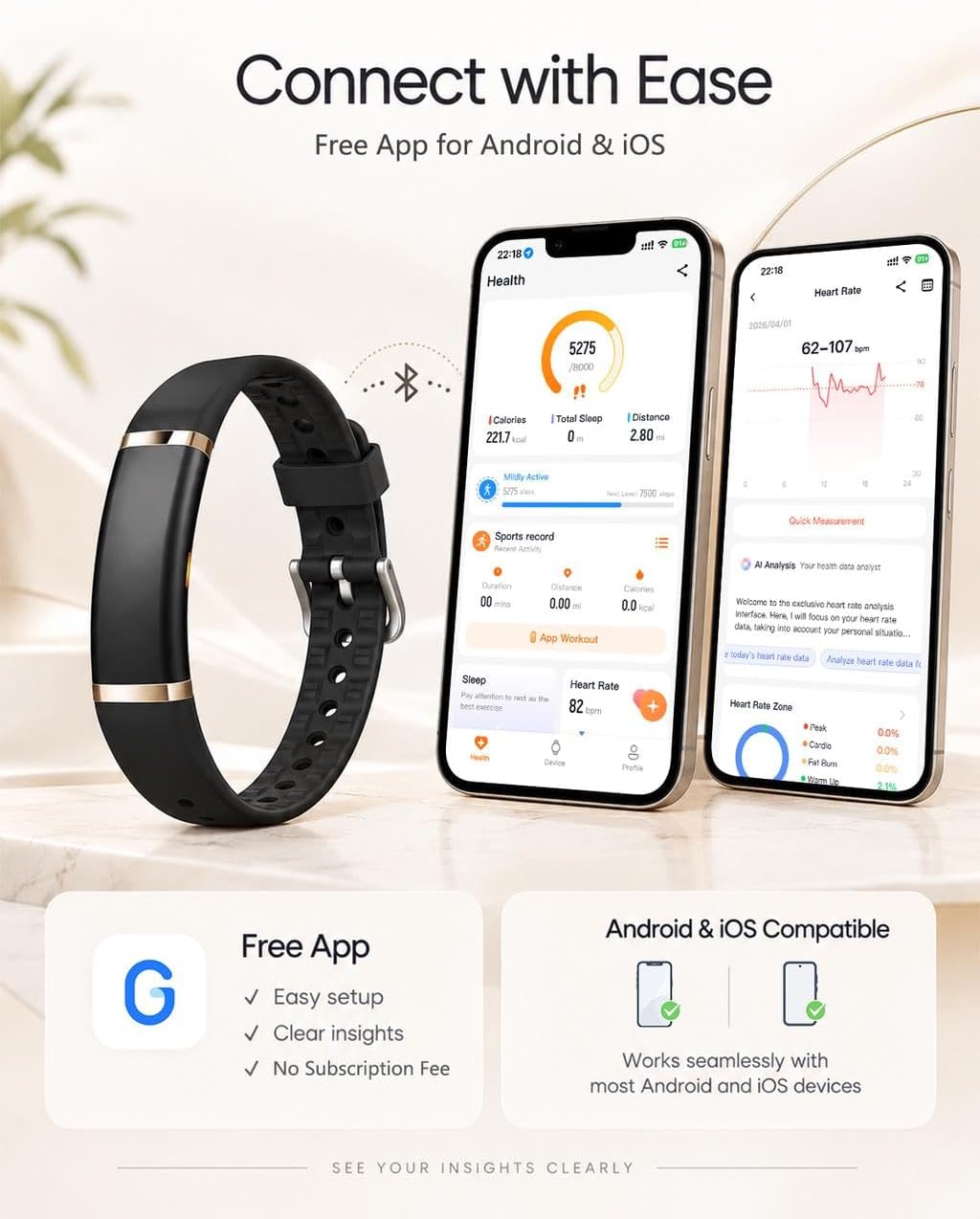 MorePro Screenless Fitness Tracker for Women and Men, Wellness Wearable