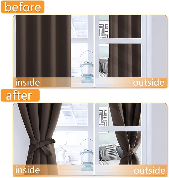 Hiasan Blackout Curtains for Bedroom, 60 x 63 Inches Length