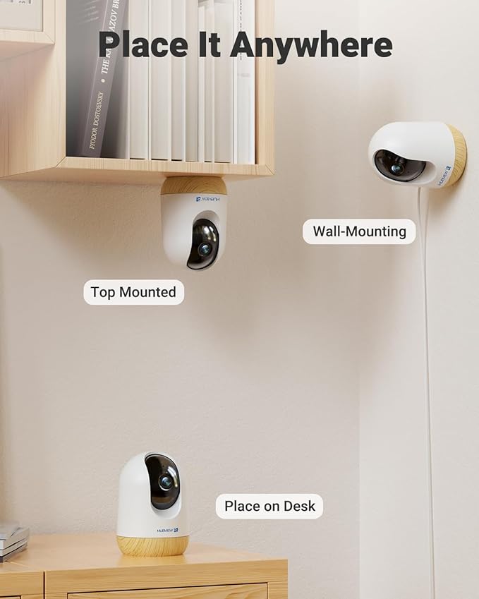 MUBVIEW Pan/Tilt Cameras for Home Security Indoor, 5MP Pet/Cat/Dog Camera (2-...