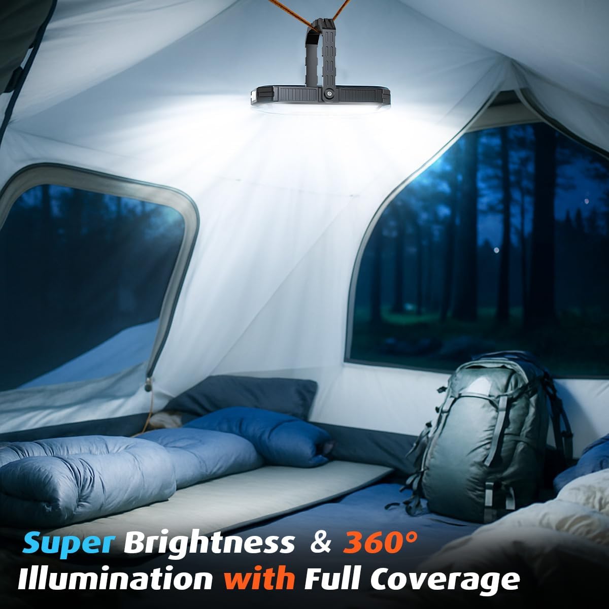 120H Camping Lantern, 10000mAh Rechargeable Lantern, Solar Camp Lamp