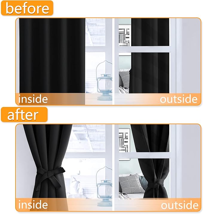 Hiasan Blackout Curtains for Bedroom and Living Room, Light Blocking, Noise