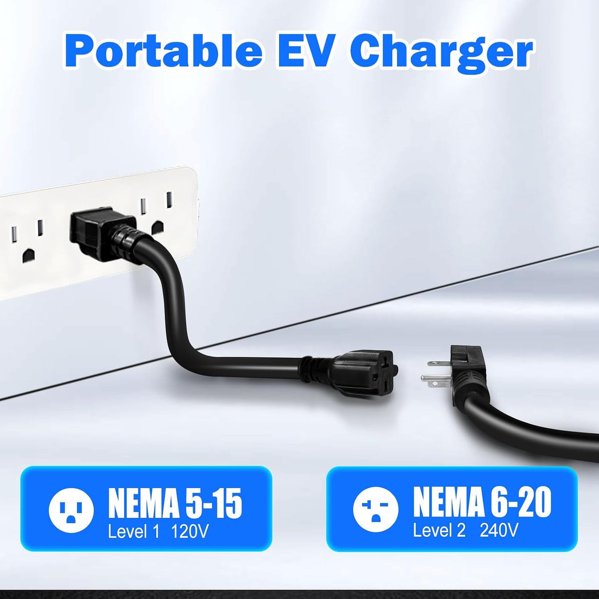 SubSun J1772 Level 1/2 EV Charger 16A 120V/240V 25ft Portable Cable