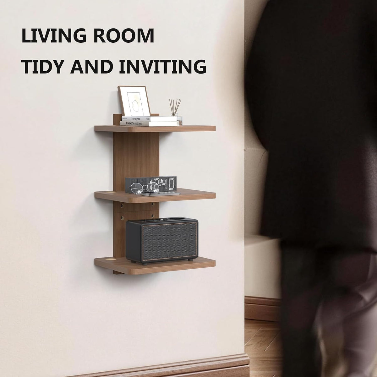 WALI 3 Tier Floating TV Wall Shelf for Projector, DVD Player