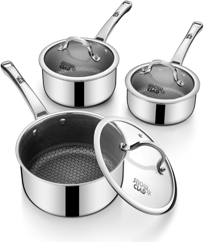 Sauce pan with lid, 1.5 Quart & 2.5 Quart & 3.5 Quart Hybrid Nonstick...