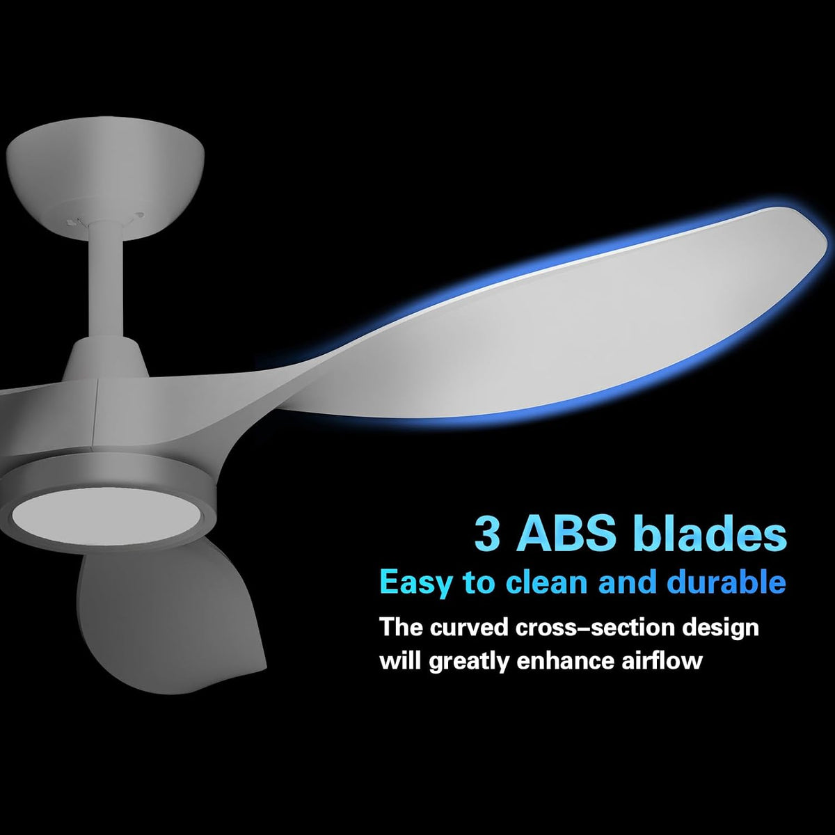 Roomratv 52 Inch White Ceiling Fans with Lights and Remote, Large Airflow