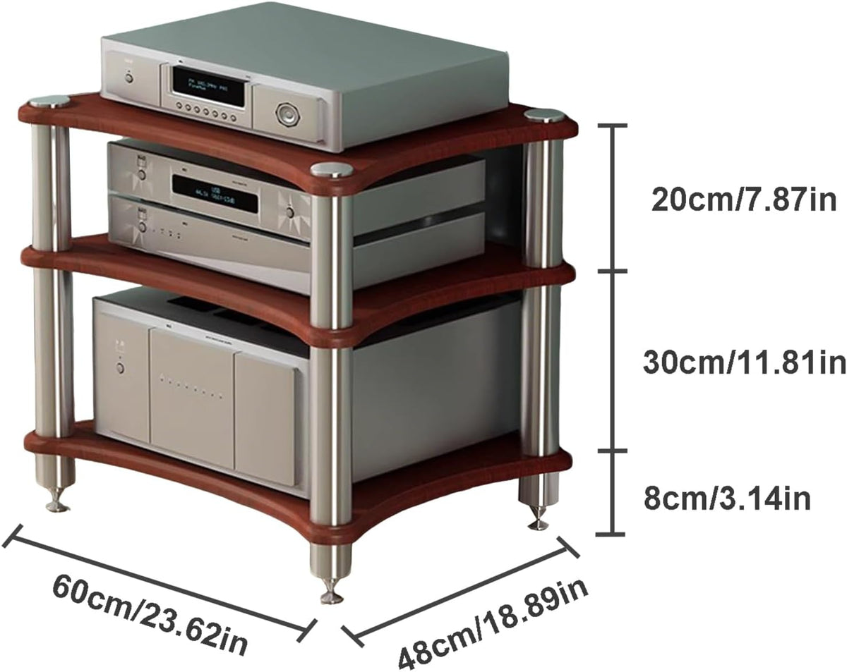 3 Tier Audio Rack with Speaker Spikes, Stereo Racks and Stand