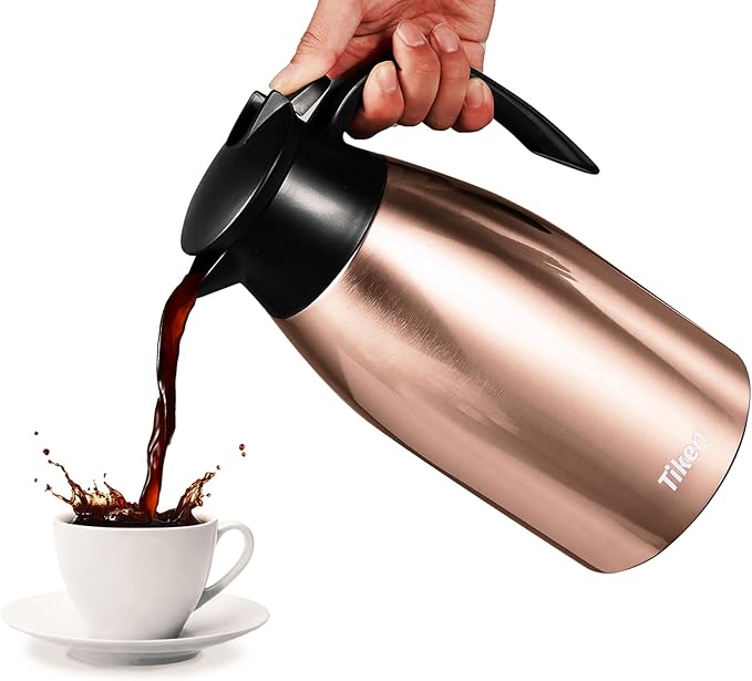 Tiken 68 Oz Thermal Coffee Carafe, Stainless Steel Insulated Vacuum Coffee