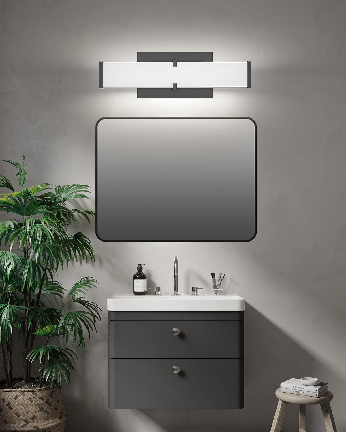 Modern 24IN Black Bathroom Vanity Light, 25W 2500 Lumen Dimmable, 5CCT, ETL C...