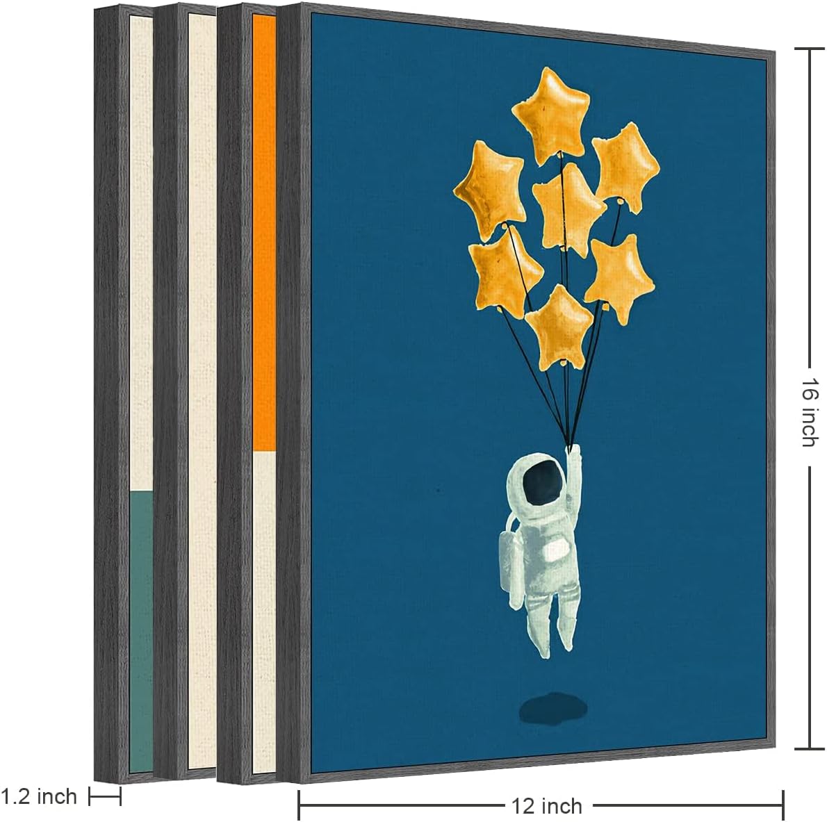 Framed Space Room Decor, 4 Piece Canvas Wall Art, 12x16 Inch | Space Room Boh...