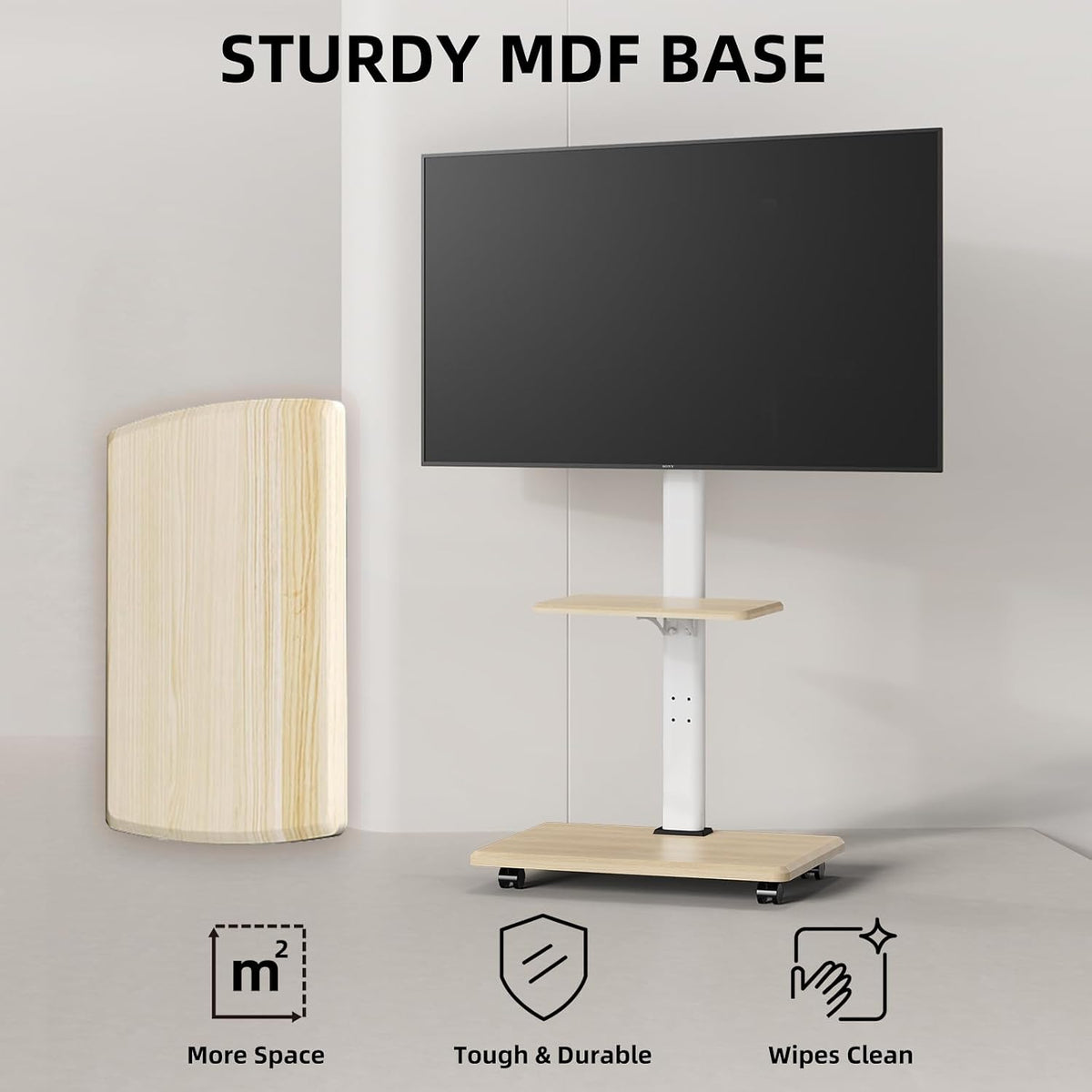 Rolling TV Stand with Wheels for 32-75 Inch TVs