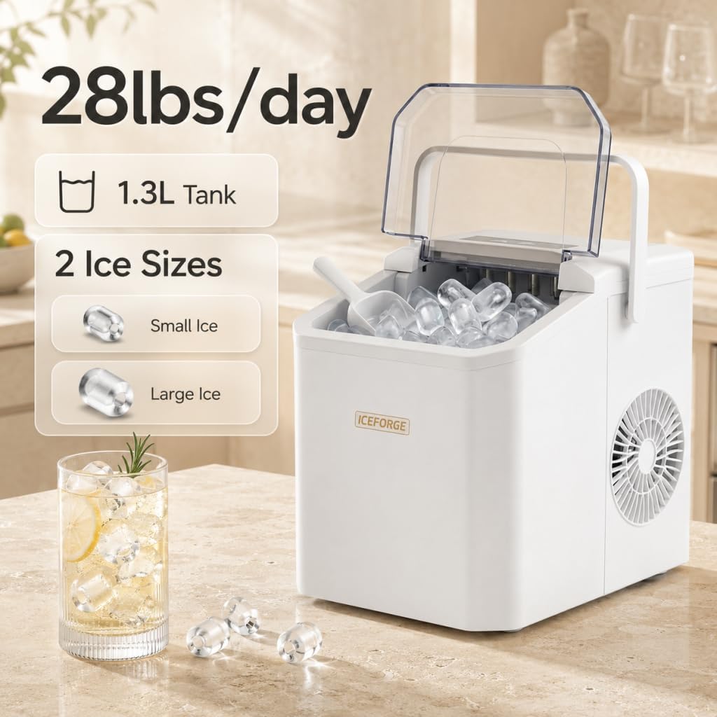 Portable ice Machine: with Handle, with Cleaning Function, with Basket and Spoon
