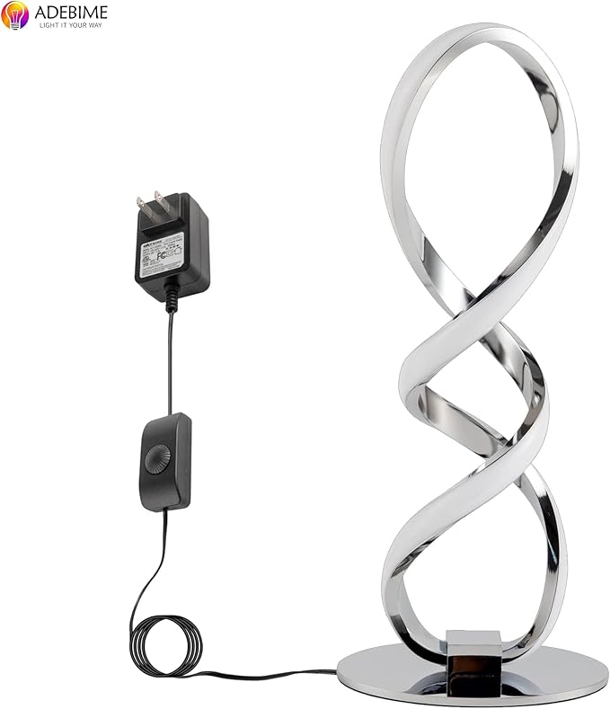 LED Spiral Bedside Table Lamp, Stepless Dimmable 12W 3000K Warm White, Modern