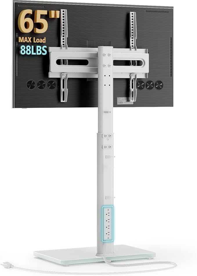 AX WABER Floor TV Stand with Power Outlet, Universal TV Stand Mount