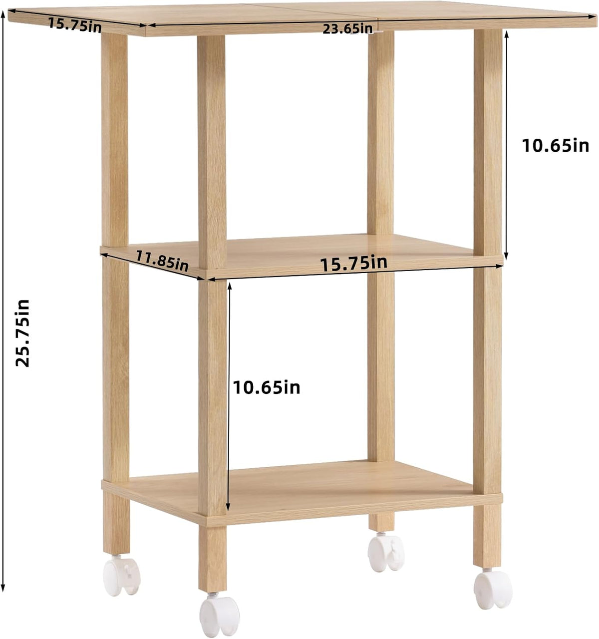 3 Tier Home Printer Stand with Storage, Natural