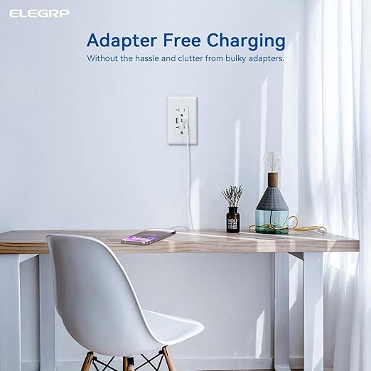 ELEGRP USB Outlets, 20 Amp Wall Outlet (10 Pack)