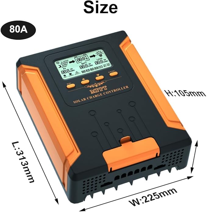 80A 180V MPPT Solar Charge Controller 12V/24V/36V/48V Auto, Heat-Dissipating
