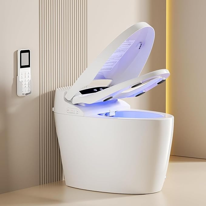 Smart Toilet with Warm Water Sprayer and Dryer, One Piece Bidet Toilet with