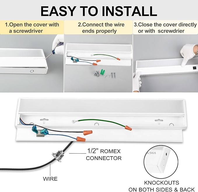 Ansen 4Packs of Under Cabinet Lighting Hardwired, 18IN 15W 998LM, Dimmable Led