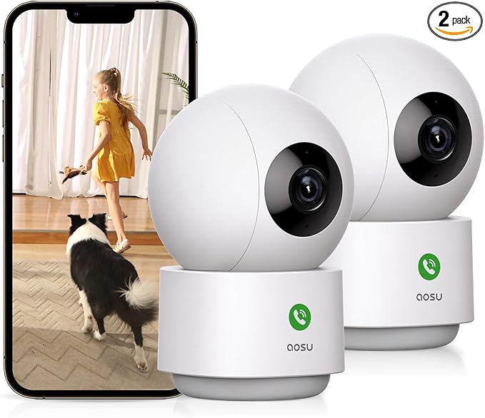 aosu 2K Security Camera Indoor, Baby Monitor Pet Camera One-Touch Call