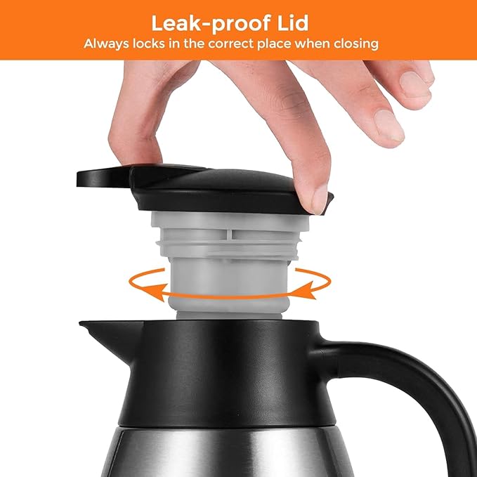 Tiken 85 Oz Thermal Coffee Carafe, Stainless Steel Insulated Vacuum Coffee