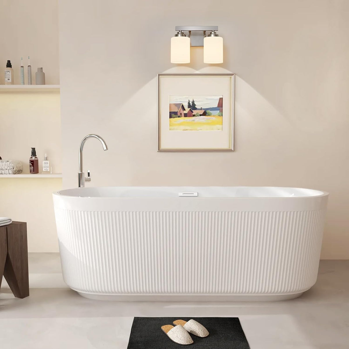 Bathroom Light Fixtures, Vanity Light Over Mirror Nickel 2-Light Fixture