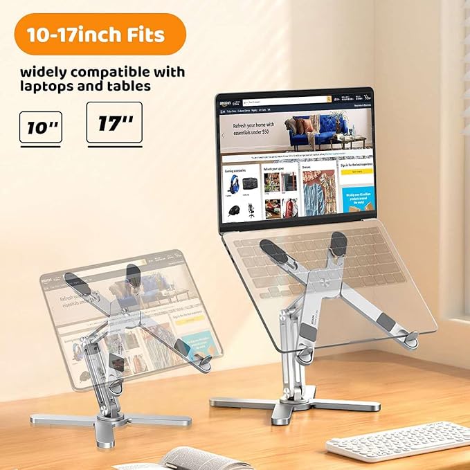 Laptop Stand with 360 Rotating Base, Computer Notebook Laptop Riser Metal Holder