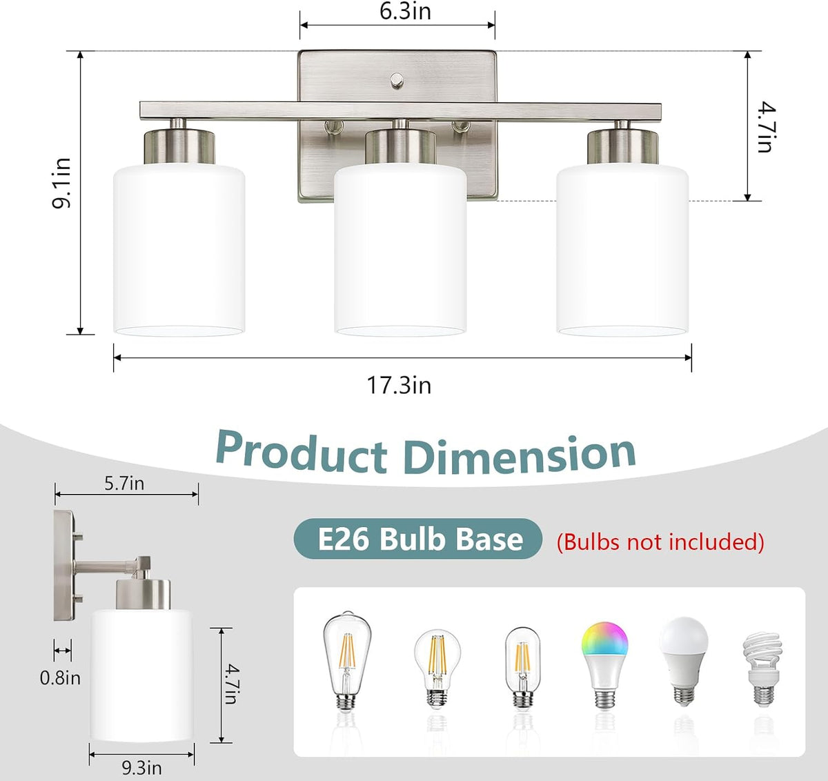 Brushed Nickel Bathroom Light Fixtures Vanity lighting over mirror