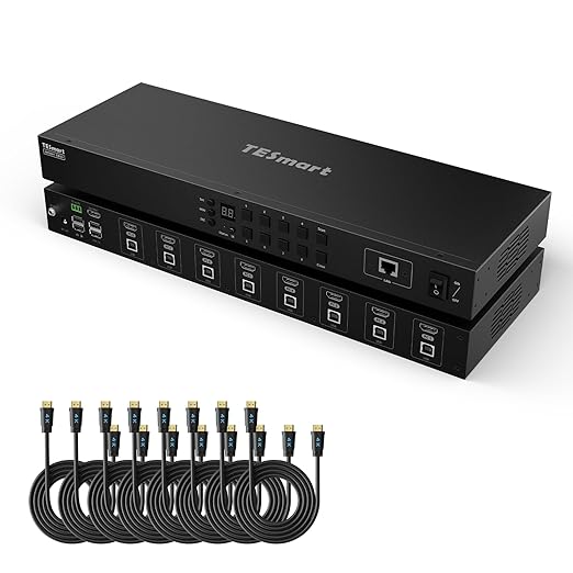 TESmart 8X1 HDMI KVM Switch 8 Port 4K@30Hz, USB2.0 Rackmount KVM (8 Pcs)
