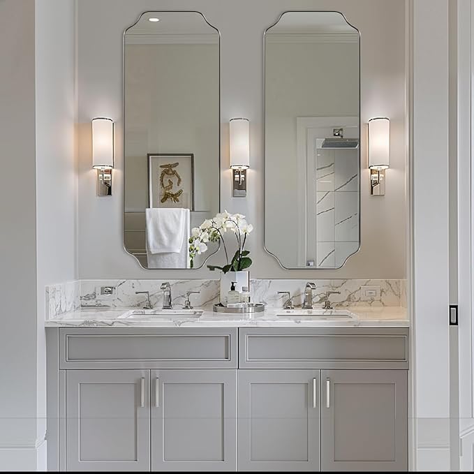 ANDY STAR 18" x 48" Full Length Wall Mirror, Large Brushed Nickel B...