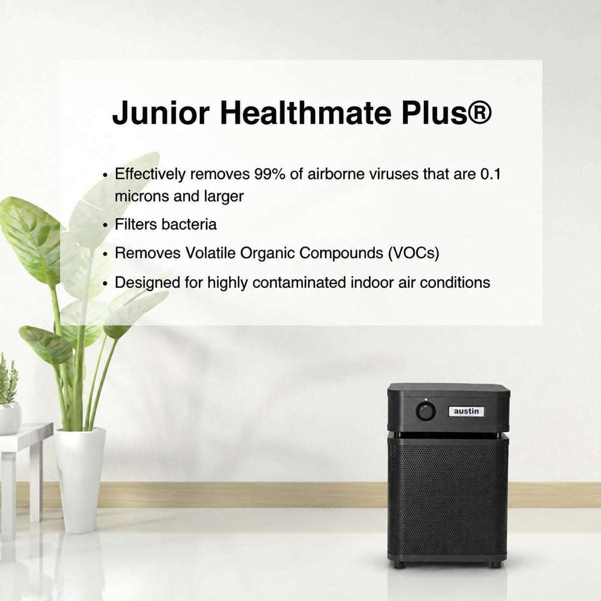 Austin Air HealthMate Plus Junior Air Purifier, Black, Model A250