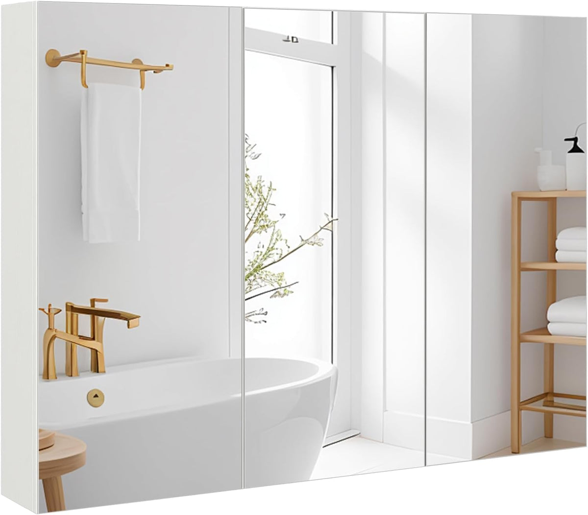 Large Bathroom Mirror Cabinet, Wall Mounted Medicine Cabinet