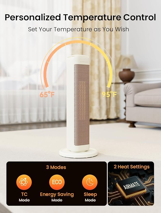 25" Space Heaters For Indoor Use Large Room, Electric Heaters For Indoor...