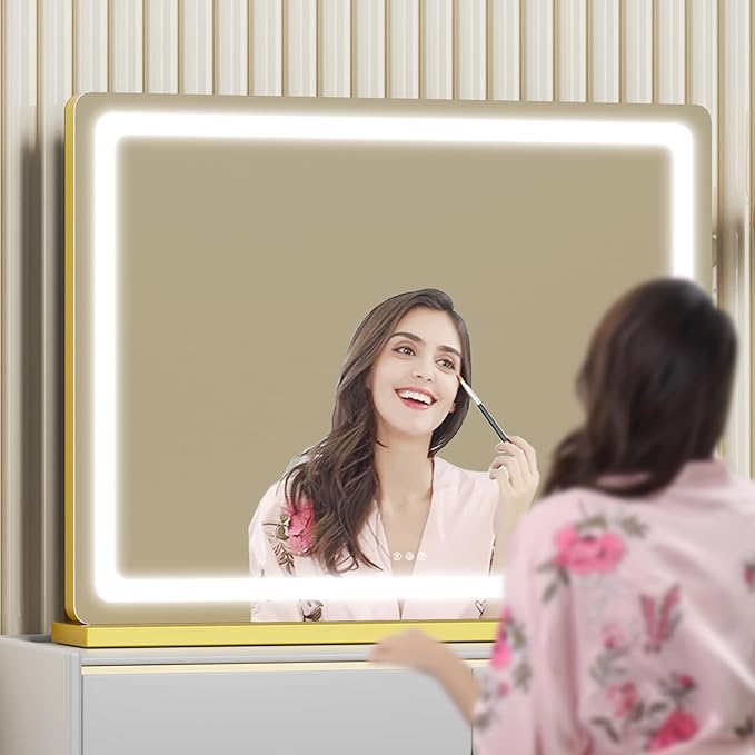 Makeup Vanity Mirror 24" x 19" Large LED Makeup Mirror, Desk Mirorr