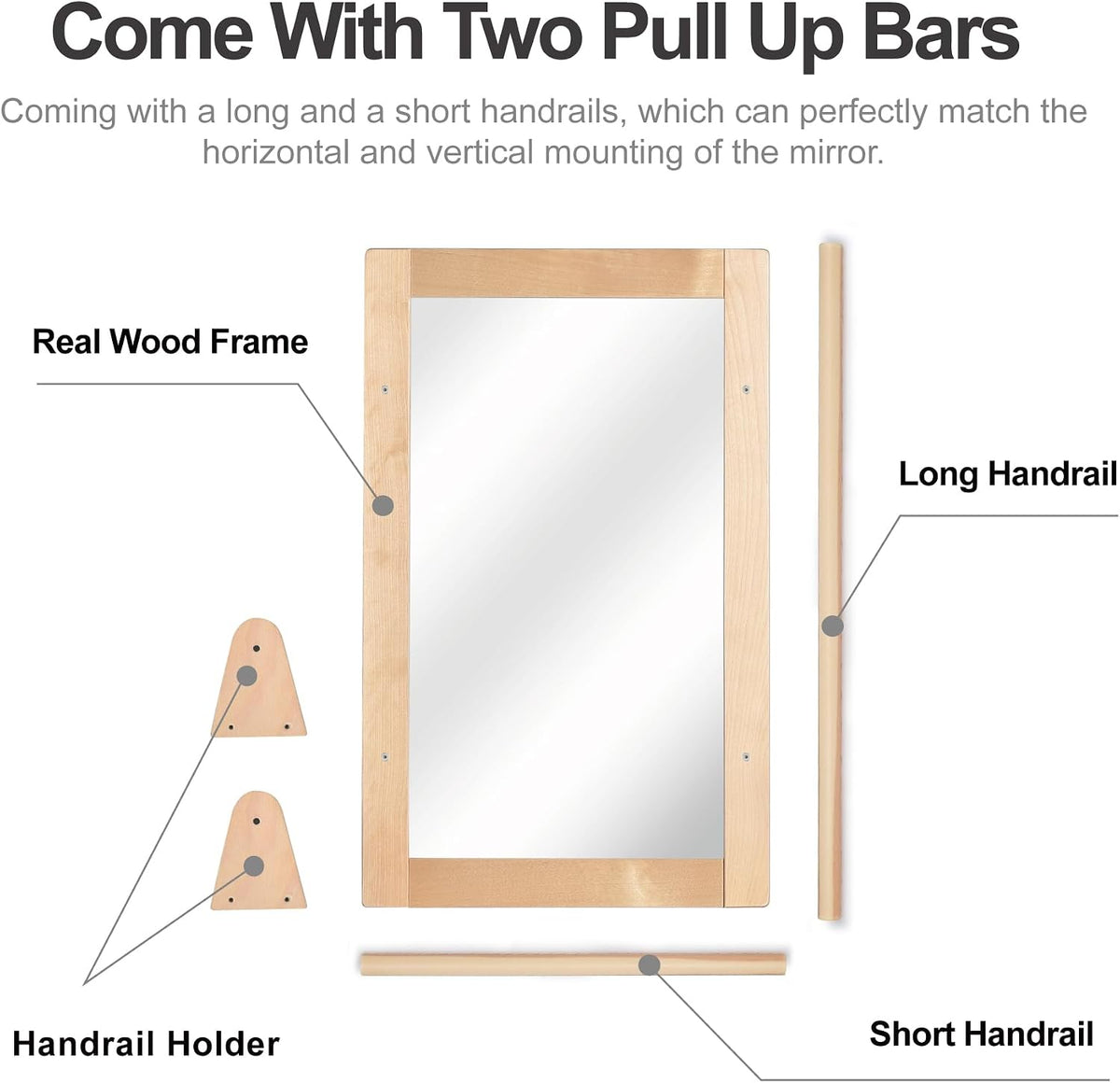Baby Montessori Non-Shatter Sensory Safety Mirror w/ 2 Pull Up Bars | Exquisi...