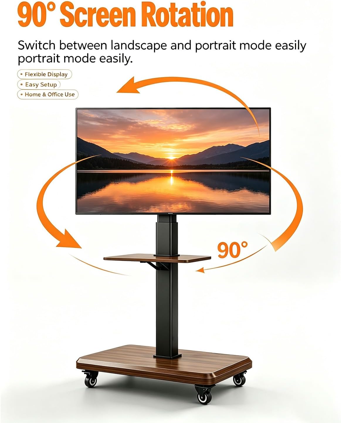 Rolling TV Stand for 32-75 Inch TVs up to 110 lbs