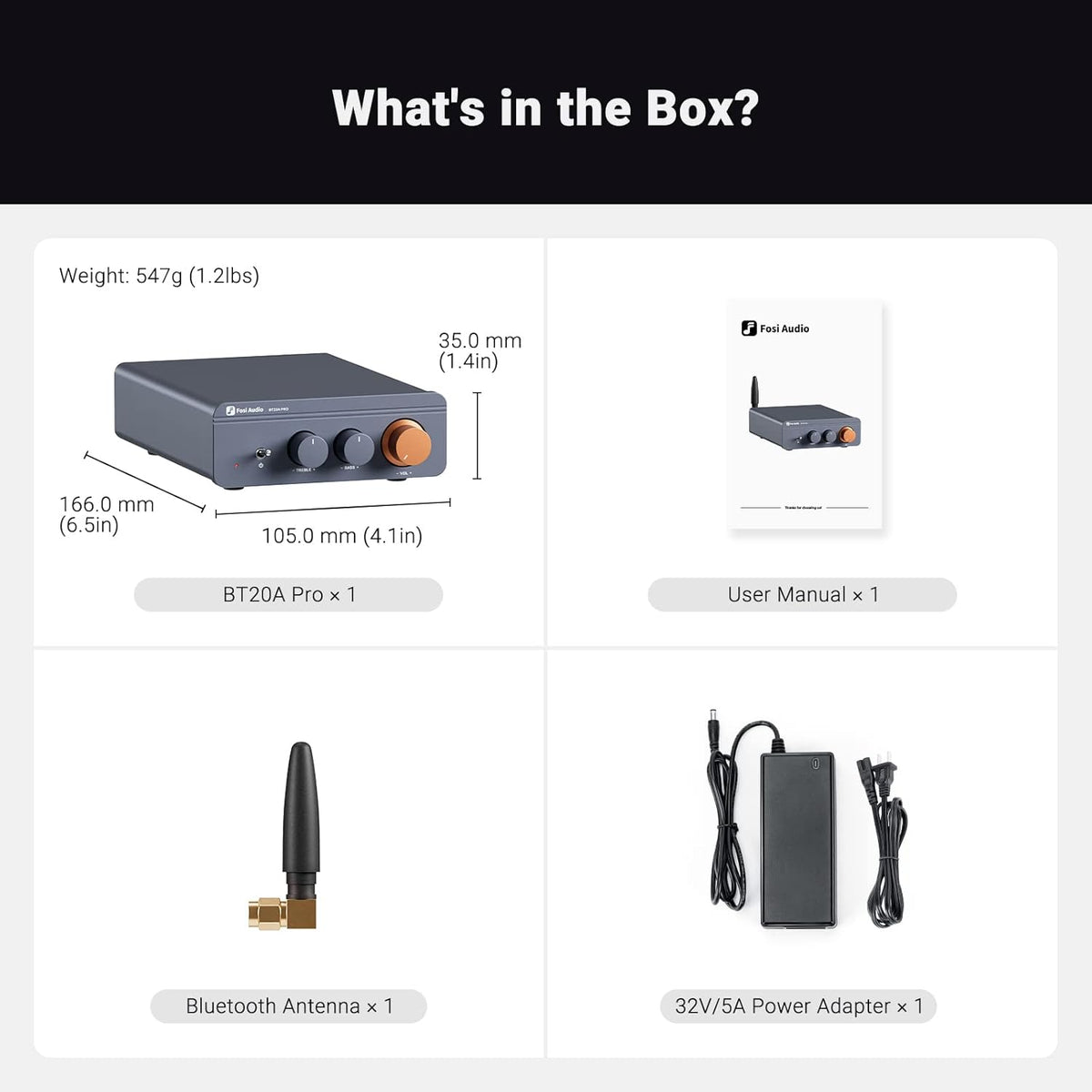 Fosi Audio BT20A Pro Bluetooth 5.0 Amplifier, 300W x2 Wireless Amp, TPA3255 2...