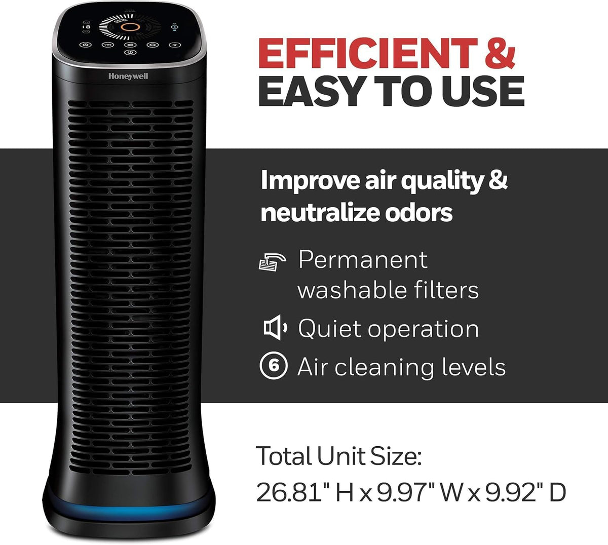 Honeywell Air Genius Air Purifier for Home, Large Rooms up to 1268Ft² with Pe...