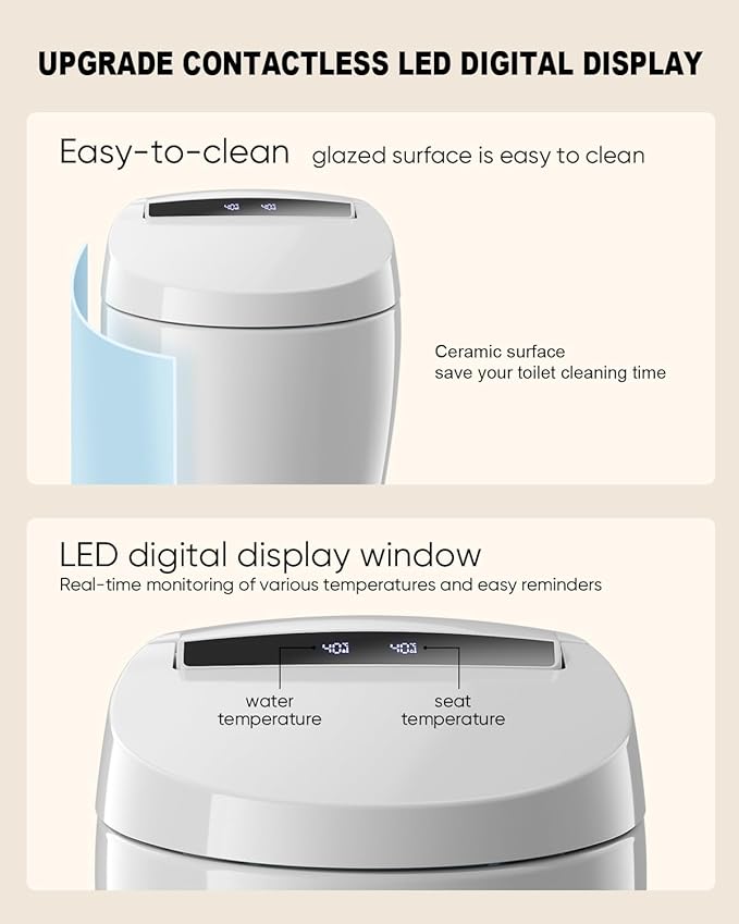 Smart Toilet with Warm Water Sprayer and Dryer, One Piece Bidet Toilet with