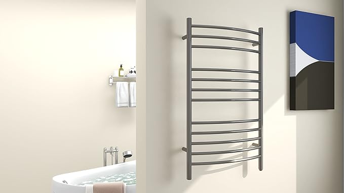 HEATGENE Towel Warmer Gun Grey, Electric Hot Towel Rails, Wall-Mounted Large 12