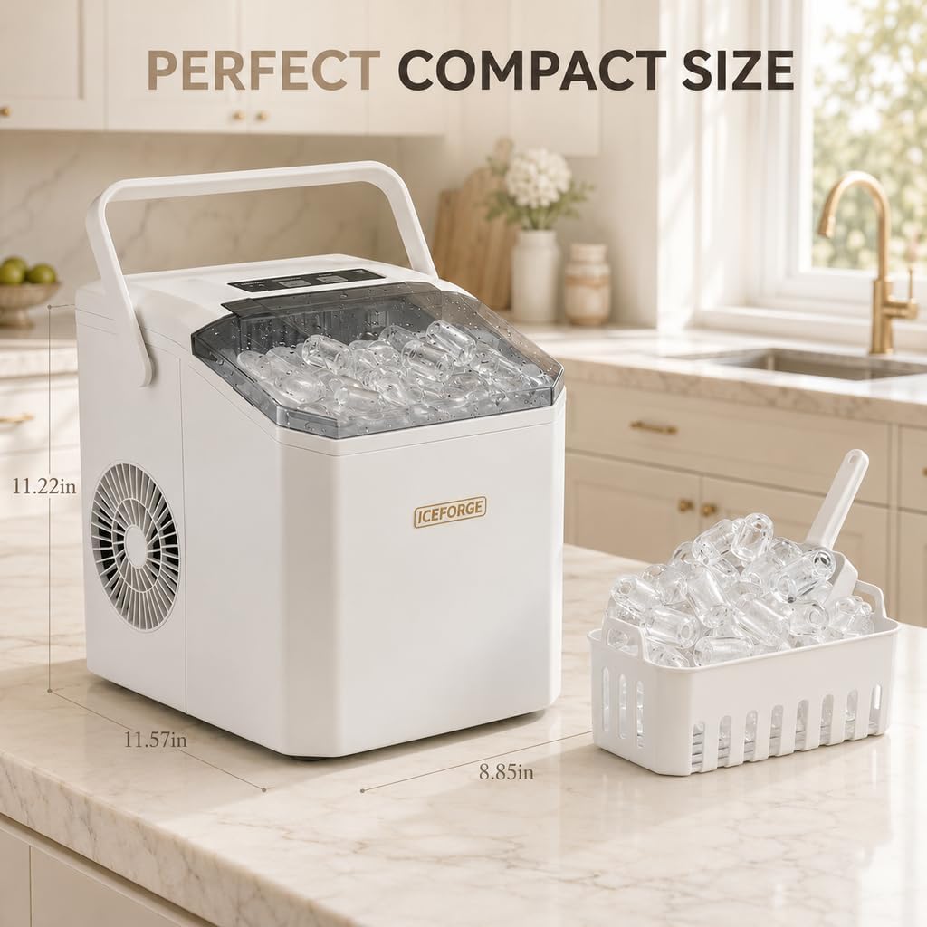 Portable ice Machine: with Handle, with Cleaning Function, with Basket and Spoon