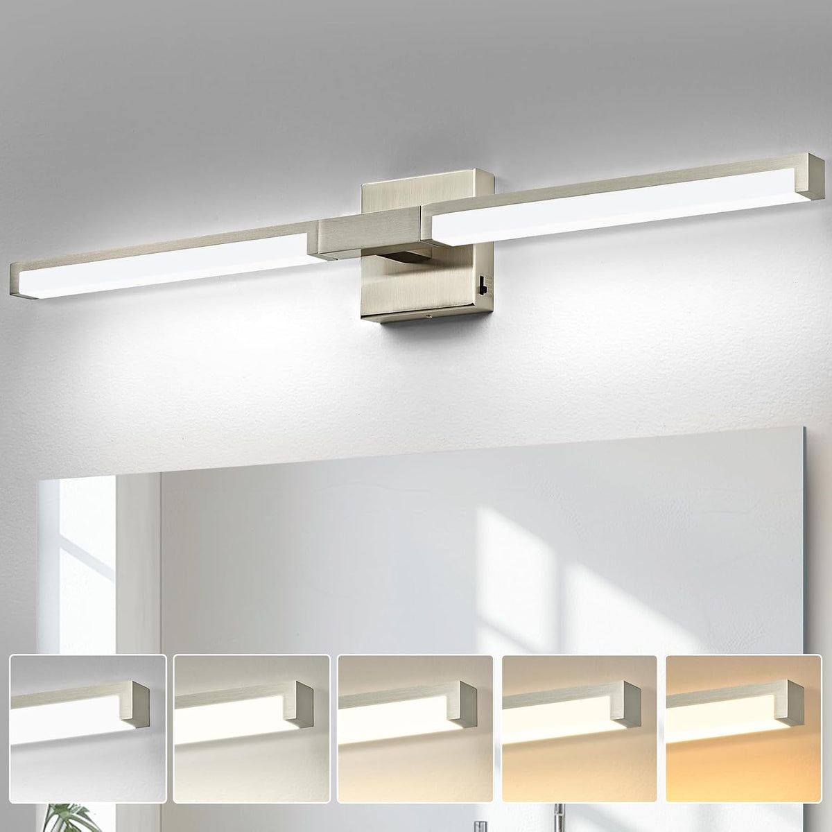 Bathroom Light Fixtures Over Mirror, 32 Inch Vanity Light Brushed Nickel