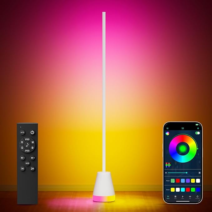 Keepsmile Smart RGB LED Corner Floor Lamp, 172 LEDs Bright Standing Lamps