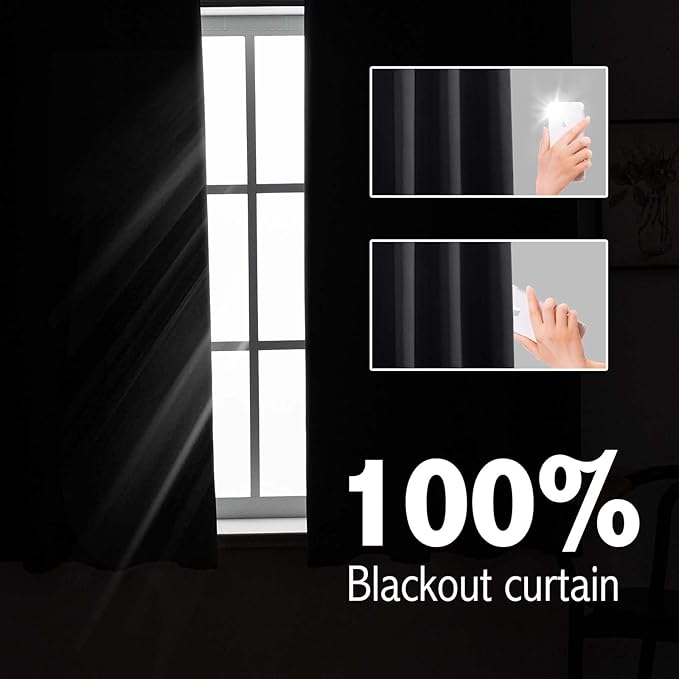 Anytime 100% Blackout Curtain 2 Panels Set, Thermal Insulated Window Drapes