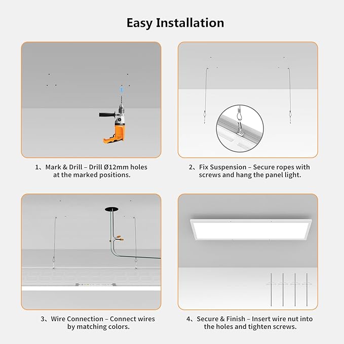 AIKVSXER 4 Pack 1x4 LED Flat Panel Light, 50W 5500LM Surface Mount Ceiling