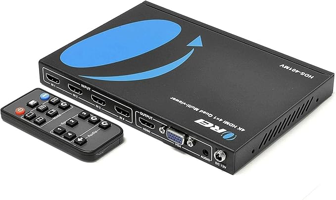 OREI Quad Multi HDMI Viewer 4 in 1 Out HDMI Switcher 4 Ports Seamless Switcher