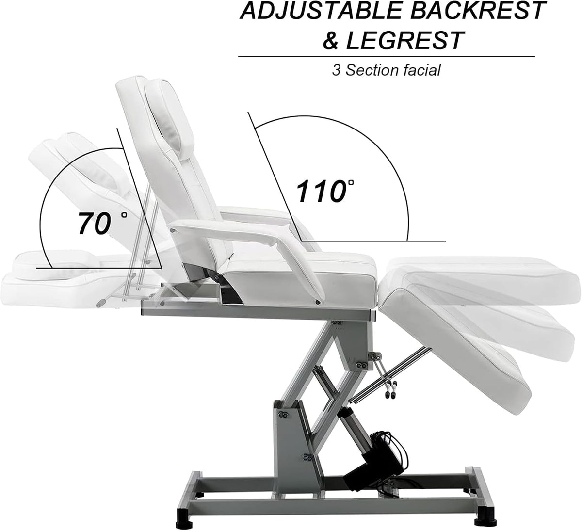 BarberPub Electric Height Adjustable Tattoo Chair Massage Bed White 0100