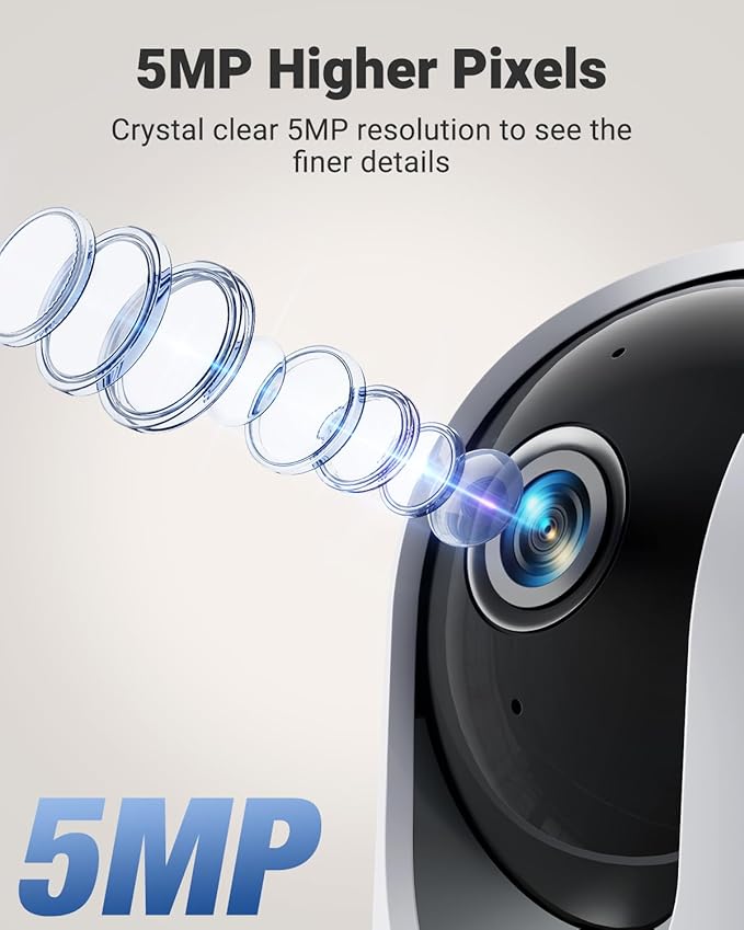 MUBVIEW Pan/Tilt Cameras for Home Security Indoor, 5MP Pet/Cat/Dog Camera (2-...
