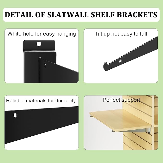 24Pcs Slatwall Shelf Bracket 14 inch, Heavy Duty Slatwall Knife Shelf Bracket