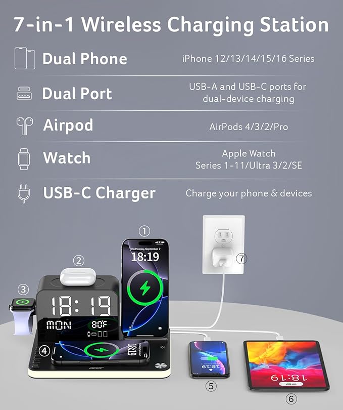 acer 7-in-1 Wireless Charging Station: Charger Stand